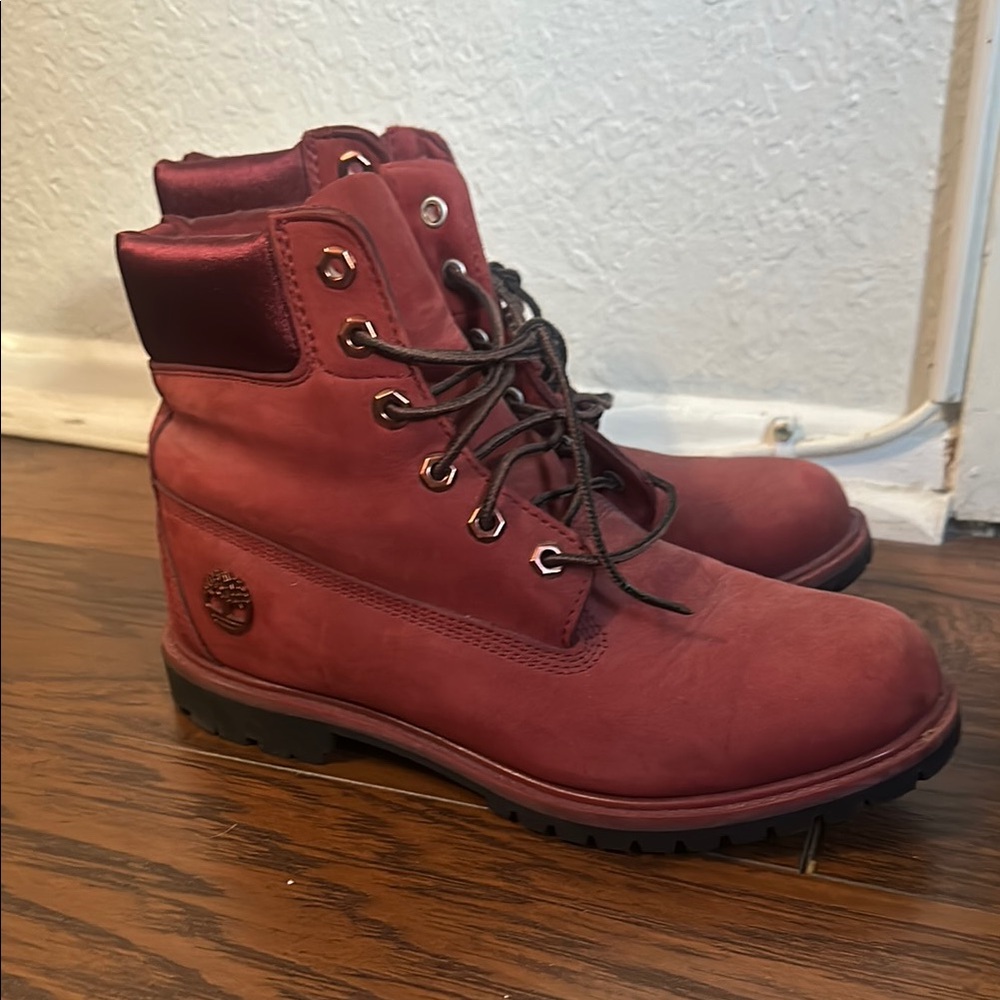 Timberland Women's Red Leather Boots